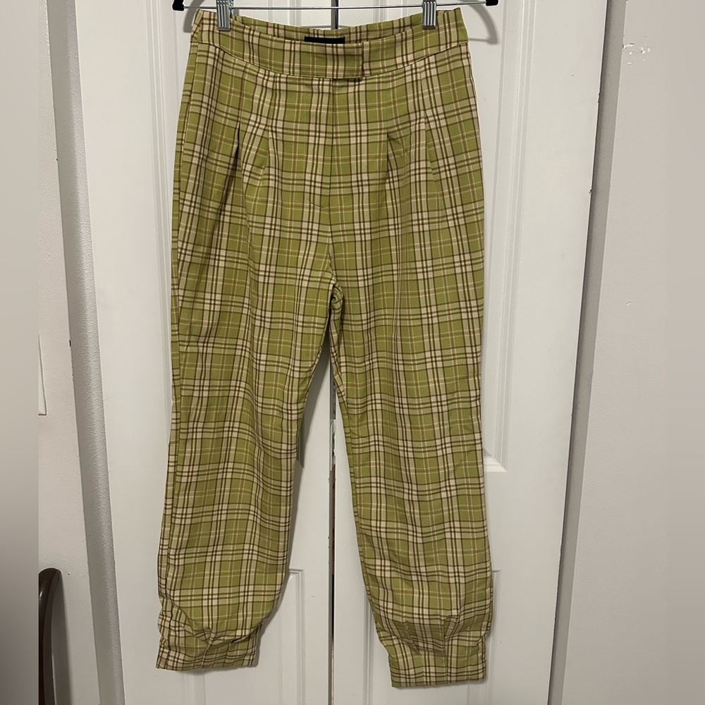 Anthropologie Yellow Plaid Tailored Pants - Picture 3 of 6